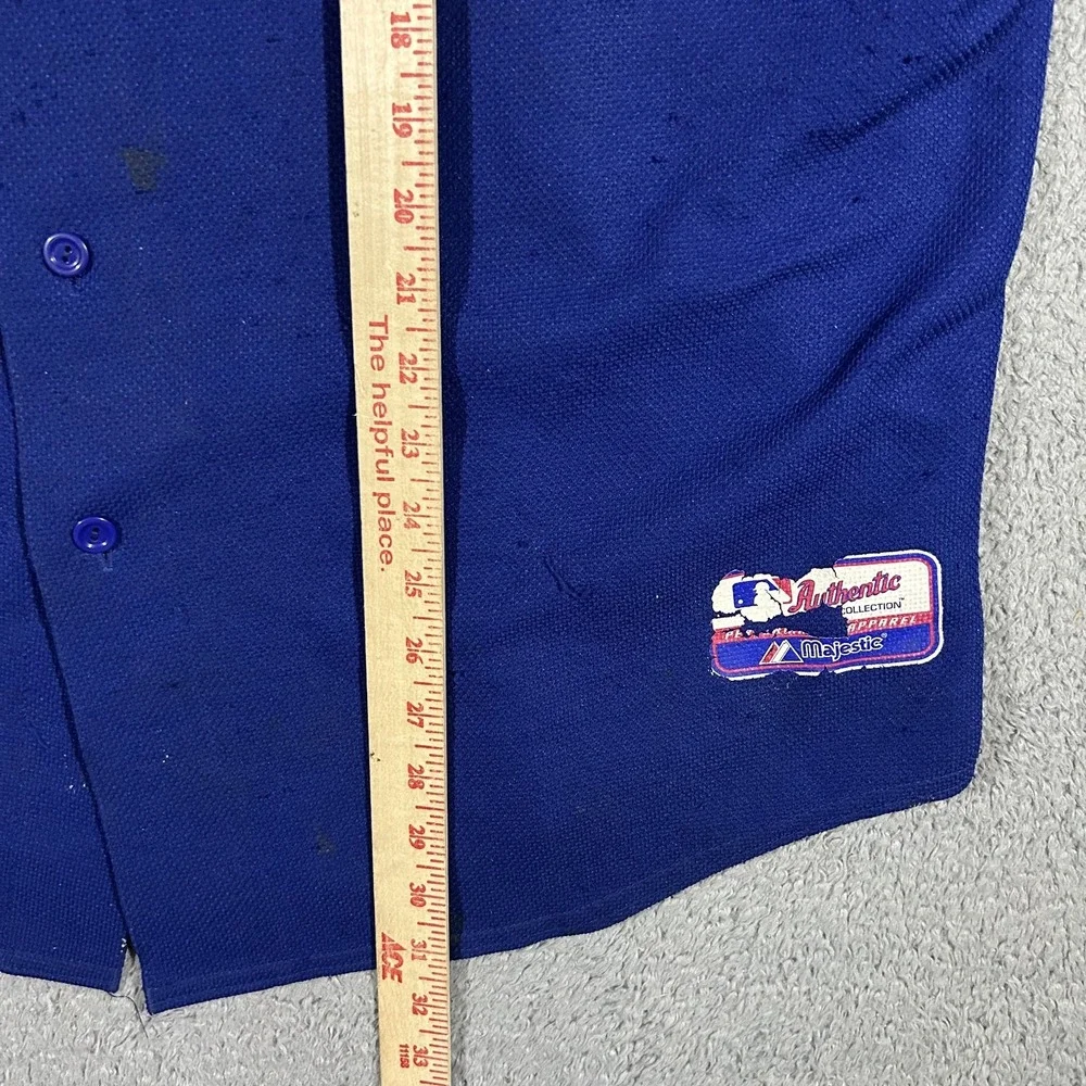 Vintage MAJESTIC LOS ANGELES DODGERS BLUE BASEBALL JERSEY 2XL BUTTON UP #3621